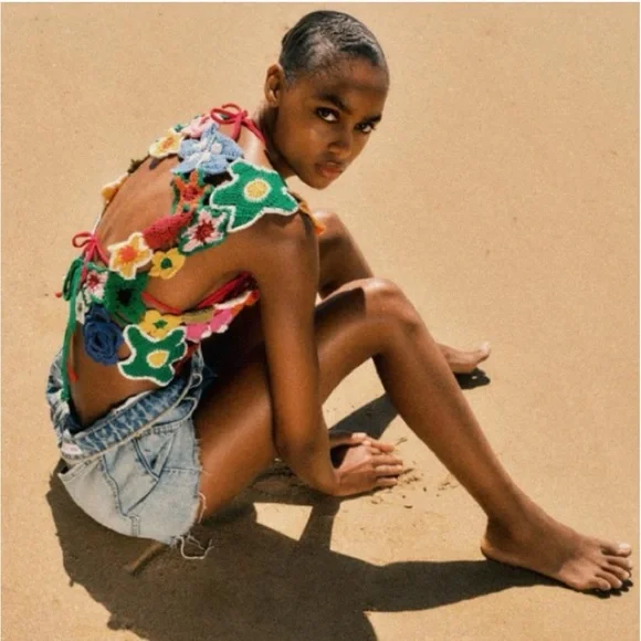 NWT Zara Floral Crochet Crop Top - Picture 15 of 16